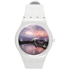 Sunset Melbourne Yarra River Round Plastic Sport Watch (m) by Simbadda