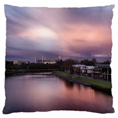 Sunset Melbourne Yarra River Large Cushion Case (one Side) by Simbadda