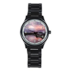 Sunset Melbourne Yarra River Stainless Steel Round Watch by Simbadda