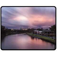 Sunset Melbourne Yarra River Double Sided Fleece Blanket (medium)  by Simbadda