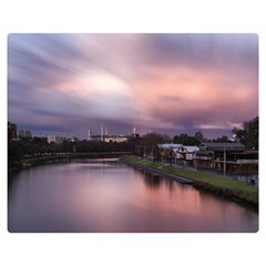 Sunset Melbourne Yarra River Double Sided Flano Blanket (medium)  by Simbadda