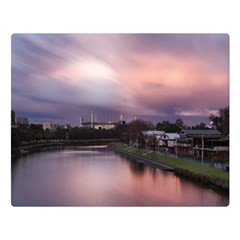 Sunset Melbourne Yarra River Double Sided Flano Blanket (large)  by Simbadda