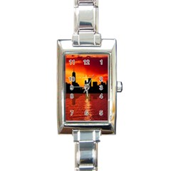 Skyline New York City Sunset Dusk Rectangle Italian Charm Watch