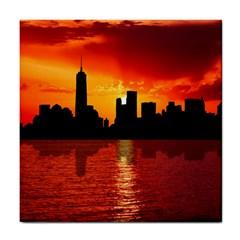 Skyline New York City Sunset Dusk Tile Coasters