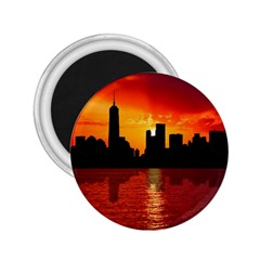 Skyline New York City Sunset Dusk 2.25  Magnets