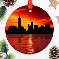 Skyline New York City Sunset Dusk Ornament (round) by Simbadda