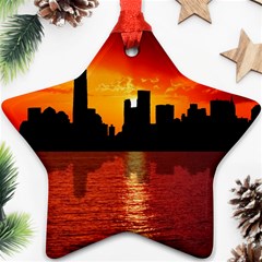 Skyline New York City Sunset Dusk Ornament (star) by Simbadda