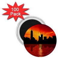 Skyline New York City Sunset Dusk 1.75  Magnets (100 pack) 