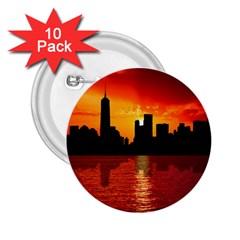 Skyline New York City Sunset Dusk 2 25  Buttons (10 Pack)  by Simbadda