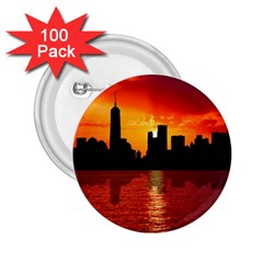 Skyline New York City Sunset Dusk 2.25  Buttons (100 pack) 