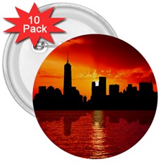 Skyline New York City Sunset Dusk 3  Buttons (10 pack) 