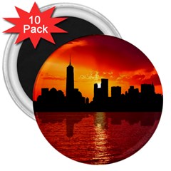 Skyline New York City Sunset Dusk 3  Magnets (10 pack) 