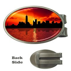 Skyline New York City Sunset Dusk Money Clips (oval)  by Simbadda