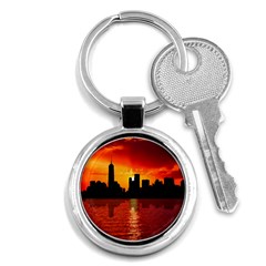 Skyline New York City Sunset Dusk Key Chains (Round) 