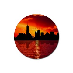 Skyline New York City Sunset Dusk Rubber Coaster (Round) 