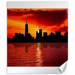 Skyline New York City Sunset Dusk Canvas 8  X 10  by Simbadda