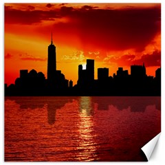 Skyline New York City Sunset Dusk Canvas 12  X 12   by Simbadda