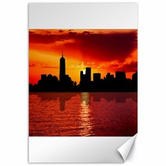 Skyline New York City Sunset Dusk Canvas 12  X 18   by Simbadda