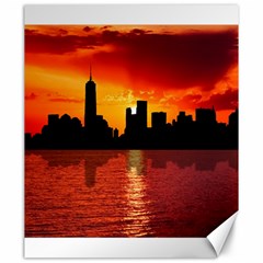 Skyline New York City Sunset Dusk Canvas 20  X 24   by Simbadda