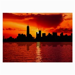 Skyline New York City Sunset Dusk Large Glasses Cloth (2-side) by Simbadda