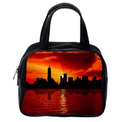 Skyline New York City Sunset Dusk Classic Handbags (one Side) by Simbadda