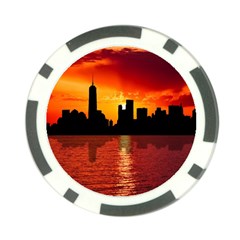 Skyline New York City Sunset Dusk Poker Chip Card Guard (10 pack)