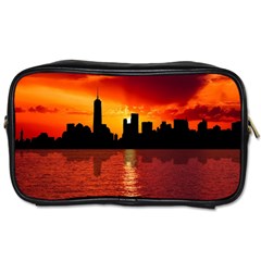 Skyline New York City Sunset Dusk Toiletries Bags by Simbadda