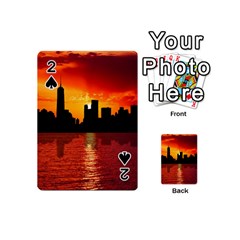 Skyline New York City Sunset Dusk Playing Cards 54 (mini)  by Simbadda