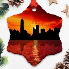 Skyline New York City Sunset Dusk Ornament (snowflake) by Simbadda