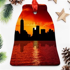 Skyline New York City Sunset Dusk Ornament (bell) by Simbadda