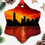 Skyline New York City Sunset Dusk Snowflake Ornament (Two Sides) Front