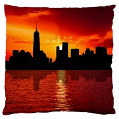 Skyline New York City Sunset Dusk Large Cushion Case (Two Sides)