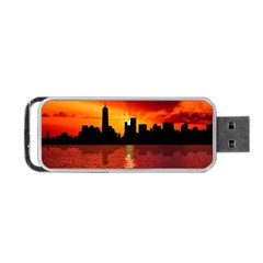 Skyline New York City Sunset Dusk Portable Usb Flash (two Sides) by Simbadda