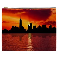 Skyline New York City Sunset Dusk Cosmetic Bag (xxxl)  by Simbadda