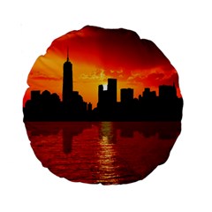 Skyline New York City Sunset Dusk Standard 15  Premium Round Cushions by Simbadda