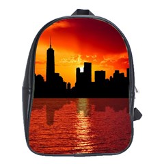 Skyline New York City Sunset Dusk School Bag (xl) by Simbadda