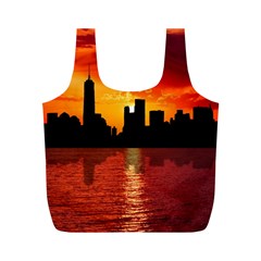 Skyline New York City Sunset Dusk Full Print Recycle Bags (m)  by Simbadda