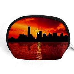 Skyline New York City Sunset Dusk Accessory Pouches (medium)  by Simbadda