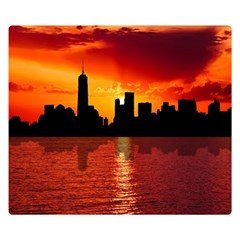 Skyline New York City Sunset Dusk Double Sided Flano Blanket (small)  by Simbadda