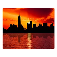 Skyline New York City Sunset Dusk Double Sided Flano Blanket (large)  by Simbadda