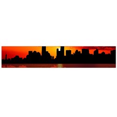 Skyline New York City Sunset Dusk Large Flano Scarf  by Simbadda