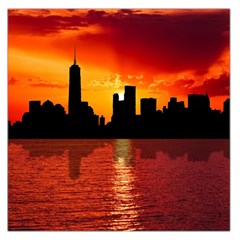 Skyline New York City Sunset Dusk Large Satin Scarf (square) by Simbadda