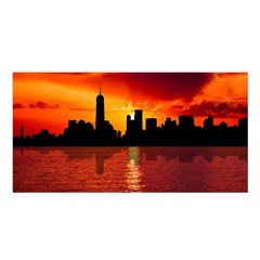 Skyline New York City Sunset Dusk Satin Shawl by Simbadda