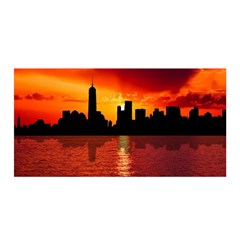 Skyline New York City Sunset Dusk Satin Wrap by Simbadda