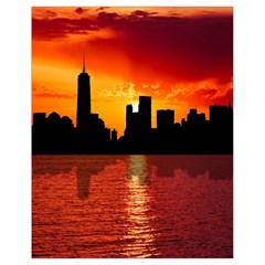 Skyline New York City Sunset Dusk Drawstring Bag (small) by Simbadda