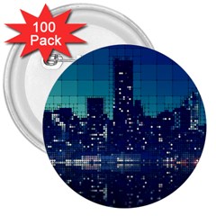 Skyscrapers City Skyscraper Zirkel 3  Buttons (100 Pack)  by Simbadda