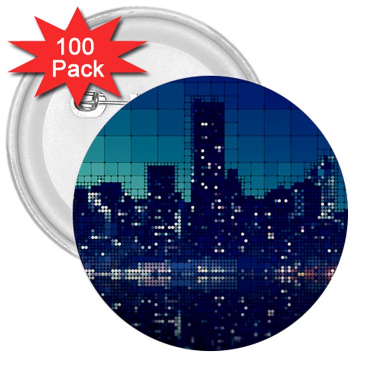 Skyscrapers City Skyscraper Zirkel 3  Buttons (100 pack) 