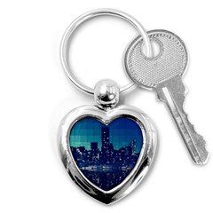 Skyscrapers City Skyscraper Zirkel Key Chains (heart)  by Simbadda