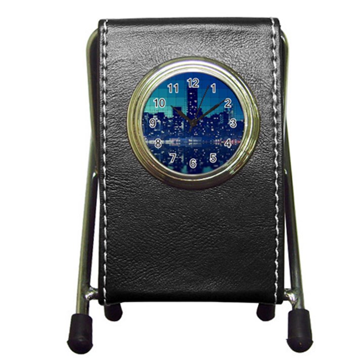 Skyscrapers City Skyscraper Zirkel Pen Holder Desk Clocks