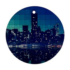 Skyscrapers City Skyscraper Zirkel Round Ornament (two Sides) by Simbadda